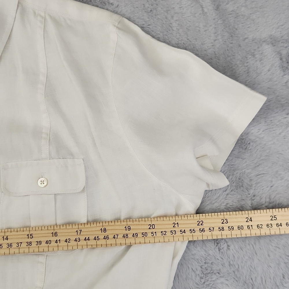 Tommy Bahama White Linen Blend Button Front Camp Shirt Women's L - Picture 5 of 5